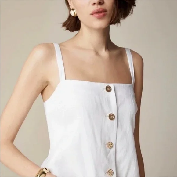 New! J. Crew Claudia white linen dress classuc quiet luxury 36238 - Picture 3 of 14